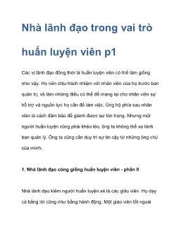 Nhà lãnh đạo trong vai trò huấn luyện viên