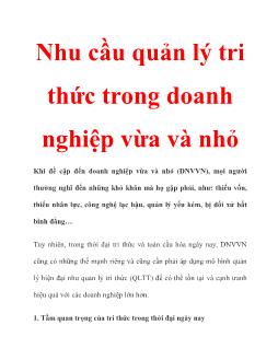 Nhu cầu quản lý tri thức trong doanh nghiệp vừa và nhỏ