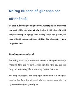 Những kế sách để giữ chân các nữ nhân tài
