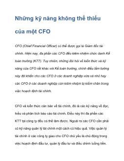 Những kỹ năng không thể thiếu của một CFO