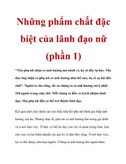 Những phẩm chất đặc biệt của lãnh đạo nữ