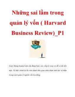 Những sai lầm trong quản lý vốn