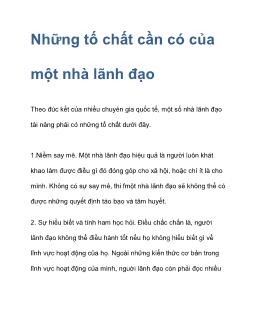Những tố chất cần có của một nhà lãnh đạo
