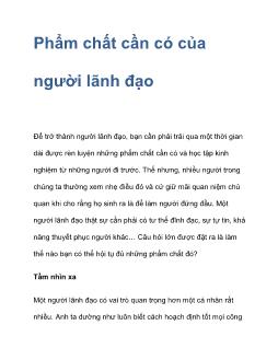 Phẩm chất cần có của người lãnh đạo