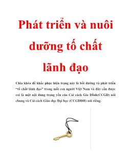 Phát triển và nuôi dưỡng tố chất lãnh đạo