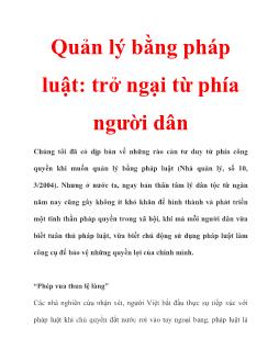 Quản lý bằng pháp luật: trở ngại từ phía người dân