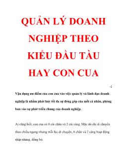 Quản lý doanh nghiệp theo kiểu đầu tàu hay con cua