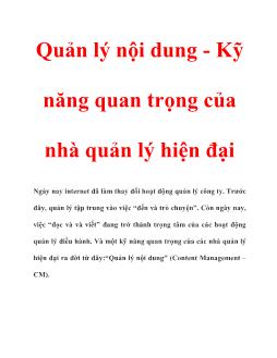 Quản lý nội dung - Kỹ năng quan trọng của nhà quản lý hiện đại