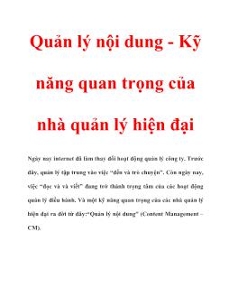 Quản lý nội dung - Kỹ năng quan trọng của nhà quản lý hiện đại