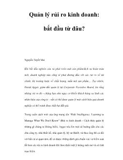 Quản lý rủi ro kinh doanh: bắt đầu từ đâu