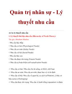 Quản trị nhân sự - Lý thuyết nhu cầu