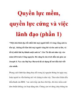 Quyền lực mềm, quyền lực cứng và việc lãnh đạo