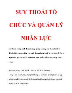 Suy thoái tổ chức và quản lý nhân lực