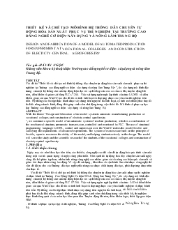 Thiết kế và chế tạo mô hình hệ thống dây chuyền tự động hóa sản xuất phục vụ thí nghiệm tại trường Cao đẳng nghề cơ điện - xây dựng và nông lâm trung bộ