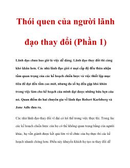 Thói quen của người lãnh đạo thay đổi