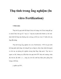Thụ tinh trong ống nghiệm (In vitro Fertilization)