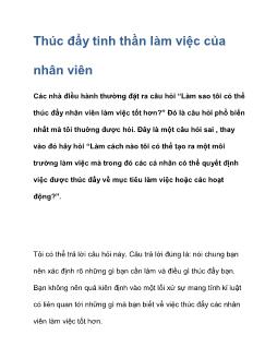 Thúc đẩy tinh thần làm việc của nhân viên