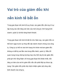 Vai trò của giám đốc khi nền kinh tế bất ổn