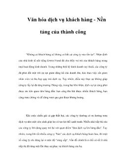 Văn hóa dịch vụ khách hàng -Nền tảng của thành công