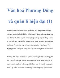 Văn hoá Phương Đông và quản lí hiện đại