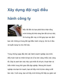 Xây dựng đội ngũ điều hành công ty