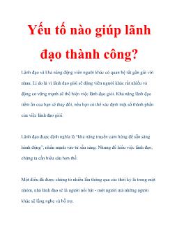 Yếu tố nào giúp lãnh đạo thành công