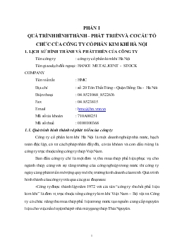 Báo cáo thực tập tại Công ty Cổ phần kim khí Hà Nội