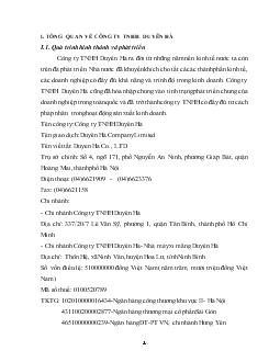 Báo cáo thực tập tại Công ty TNHH Duyên Hà