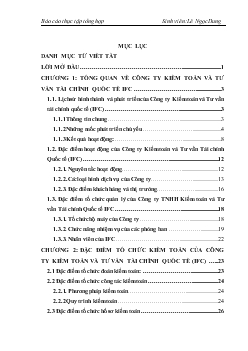 Báo cáo thực tập Tổ chức kiểm toán của Công ty Kiểm toán và Tư vấn Tài chính Quốc tế (IFC)