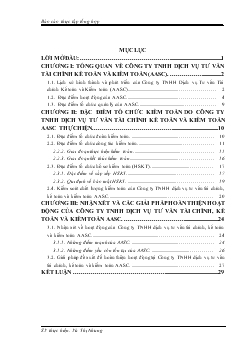 Báo cáo thực tập Tổ chức kiểm toán do Công ty TNHH dịch vụ tư vấn tài chính, kế toán và kiểm toán AASC thực hiện