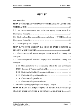 Báo cáo thực tập tổng hợp tại Công ty TNHH Sản xuất và Thương mại Hoàng Hà