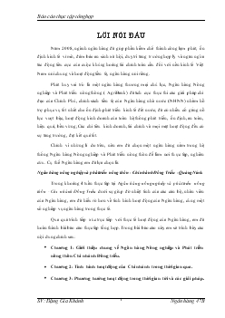 Báo cáo thực tập tổng hợp tại Ngân hàng nông nghiệp và phát triển nông thôn - Chi nhánh Đông Triều -Quảng Ninh