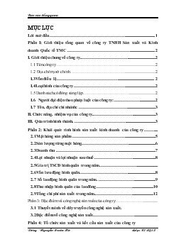 Báo cáo tổng quan tại Công ty TNHH Sản xuất và Kinh doanh Quốc tế TMC