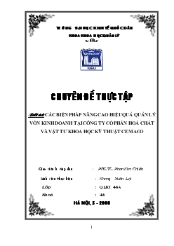 Chuyên đề Các biện pháp nâng cao hiệu quả quản lý vốn kinh doanh tại công ty cổ phần hoá chất và vật tư khoa học kỹ thuật Cemaco