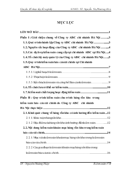 Chuyên đề Chu trình kiểm toán hàng tồn kho trong kiểm toán báo cáo tài chính do Công ty TNHH kiểm toán và dịch vụ tin học TP.HCM chi nhánh Hà Nội thực hiện