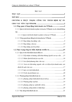 Chuyên đề Công tác thẩm dự án cho vay vốn tại Ngân hàng VPBank