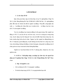 Chuyên đề Giải pháp nâng cao động lực làm việc cho người lao động tại Xí nghiệp Bay Chụp Và Xử Lý Ảnh Hàng Không Hà Nội