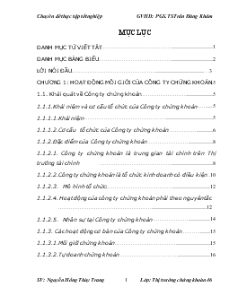 Chuyên đề Giải pháp phát triển hoạt động môi giới của Công ty cổ phần chứng khoán Thăng Long