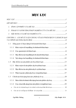 Chuyên đề Hoàn thiện chính sách đa dạng hoá sản phẩm dịch vụ tại công ty Khách sạn Du lịch Kim Liên