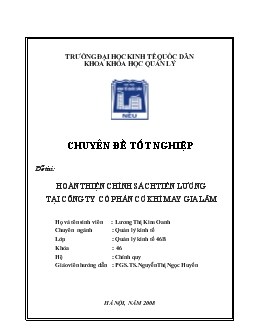 Chuyên đề Hoàn thiện chính sách tiền lương tại công ty cổ phần cơ khí may Gia Lâm
