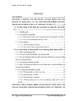 Chuyên đề Hoàn thiện công tác định giá đất làm tài sản đảm bảo trong hoạt động cho vay theo dự án đầu tư tại Chi nhánh Ngân hàng Công Thương Đống Đa