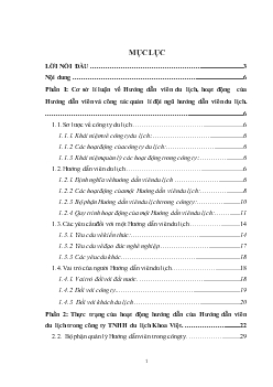 Chuyên đề Hoàn thiện công tác quản lí hoạt động của hướng dẫn viên tại công ty TNHH du lịch Khoa Việt