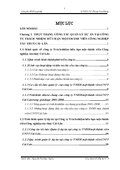 Chuyên đề Hoàn thiện công tác quản lý dự án tại Công ty Trách nhiệm hữu hạn một thành viên Công nghiệp tàu thuỷ Cái Lân