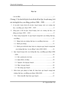 Chuyên đề Hoàn thiện đề án Quy hoạch mạng lưới các trường đại học, cao đẳng trong cả nước giai đoạn 2006 – 2020