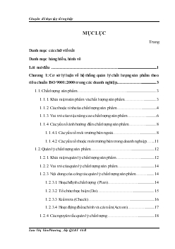Chuyên đề Hoàn thiện hệ thống quản lý chất lượng sản phẩm theo tiêu chuẩn ISO 9000:2000 tại Công ty Cổ phần đầu tư và xây dựng HUD1