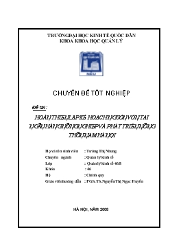 Chuyên đề Hoàn thiện lập kế hoạch nguồn vốn tại Ngân hàng Nông nghiệp và Phát triển Nông thôn Nam Hà Nội