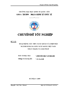 Chuyên đề Hoạt động xúc tiến xuất khẩu của hiệp hội ngành hàng da giầy xuất khẩu Việt Nam thực trạng và giải pháp