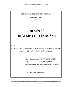 Chuyên đề Kế toán tiền lương và các khoản trích theo lương tại công ty cổ phần tư vấn nhân lực NIC