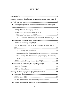 Chuyên đề Mở rộng hoạt động thanh toán quốc tế tại SHB – Hội sở chính