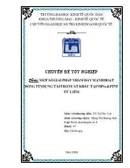 Chuyên đề Một số giải pháp đẩy mạnh hoạt động tín dụng tài trợ xuất nhập khẩu tại Ngân hàng nông nghiệp và phát triển nông thôn Từ Liêm